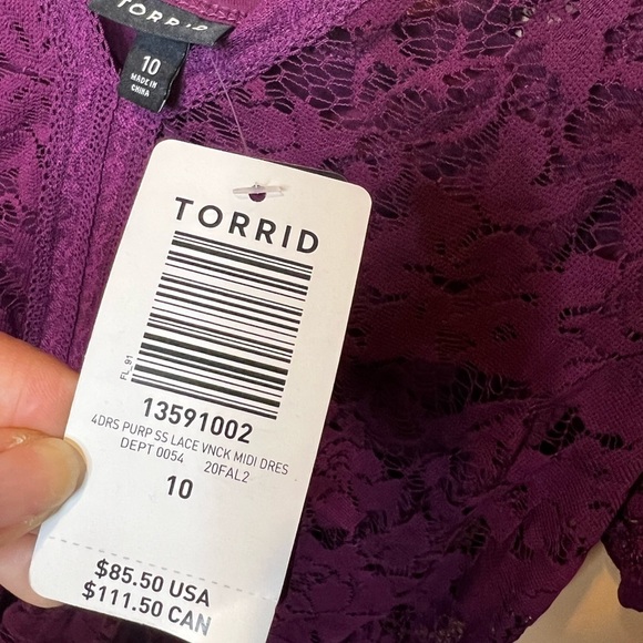 Torrid PLUM PURPLE LACE MIDI DRESS - Size 10 - Picture 5 of 5